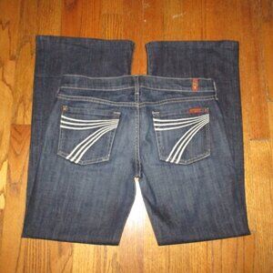 7 For All Mankind Dark Indigo Wide-Leg Jeans with White Pocket Stitching